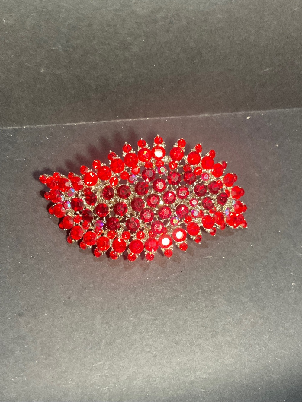 Ruby red rhinestone hair barrette